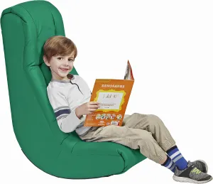 Factory Direct Partners Soft Tufted Floor Rocker - Cushioned Ground Chair for Kids Teens and Adults - Great for Reading, Gaming, Meditating, TV - Green, 10488-GN
