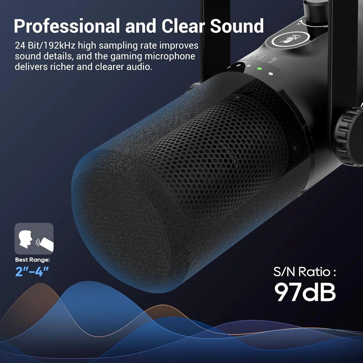 FDUCE USB/XLR Gaming Microphone kit, Dynamic PC Mic for Podcasting Streaming, Computer RGB Mic Kit with Desktop Stand, Mute Button and Headphone Jack, for Recording, Vocal Voice-Over (D30)