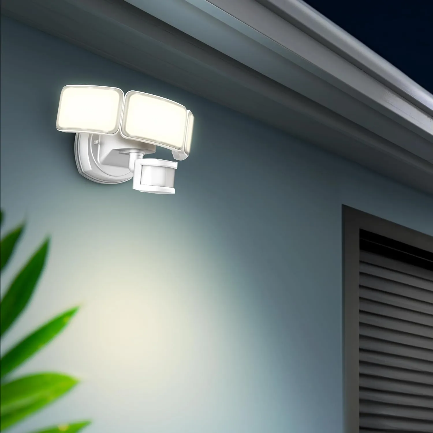 Feit Electric LED Security Light with Motion Sensor, Outdoor 46W Flood Light, Adjustable 3 Head, Wall Mount, 5000 Lumens, 5000k Daylight, Hardwired, White S10.5TFL/850/MOT/WH