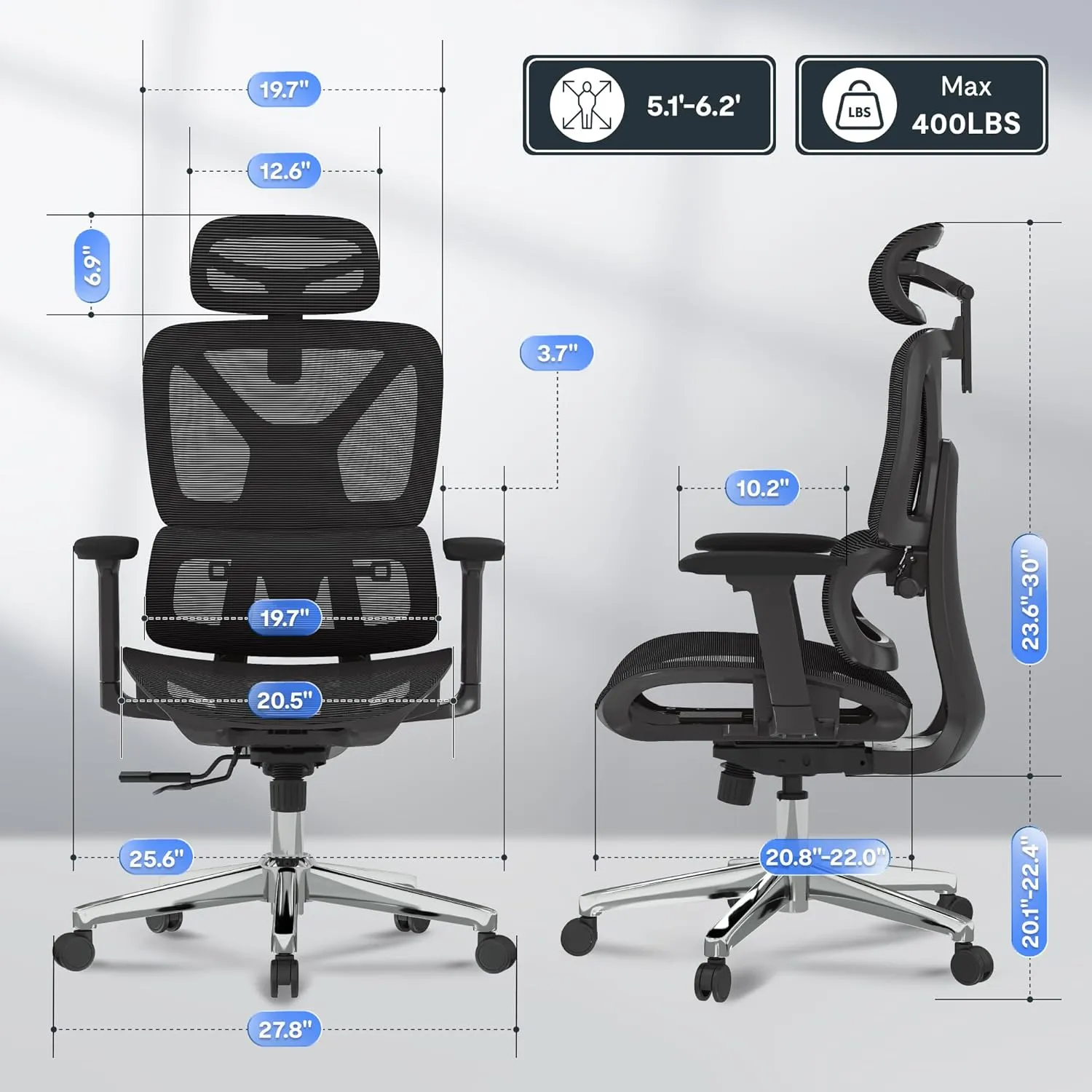 FLEXISPOT Premium Ergonomic Office Chair - Adjustable 3D Armrests, Dynamic Lumbar Support, Recline & Tilt Function, Mesh Seat, for Home & Office Use, OC4-SD Black