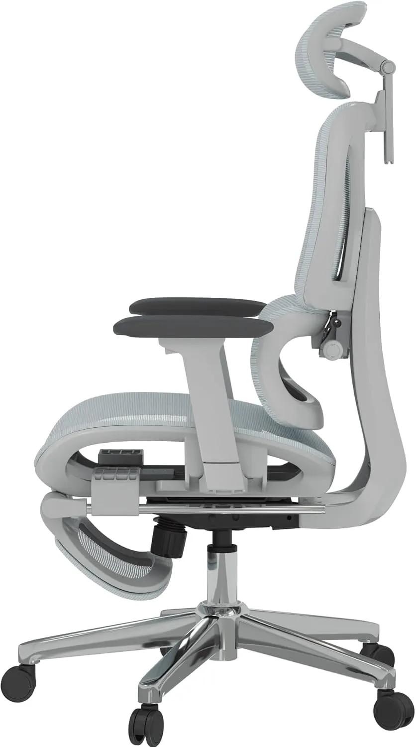 FLEXISPOT Premium Ergonomic Office Chair with Footrest- Adjustable 3D Armrests, Dynamic Lumbar Support, Recline & Tilt Function, Mesh Seat, for Home & Office Use, OC4-SD Blue