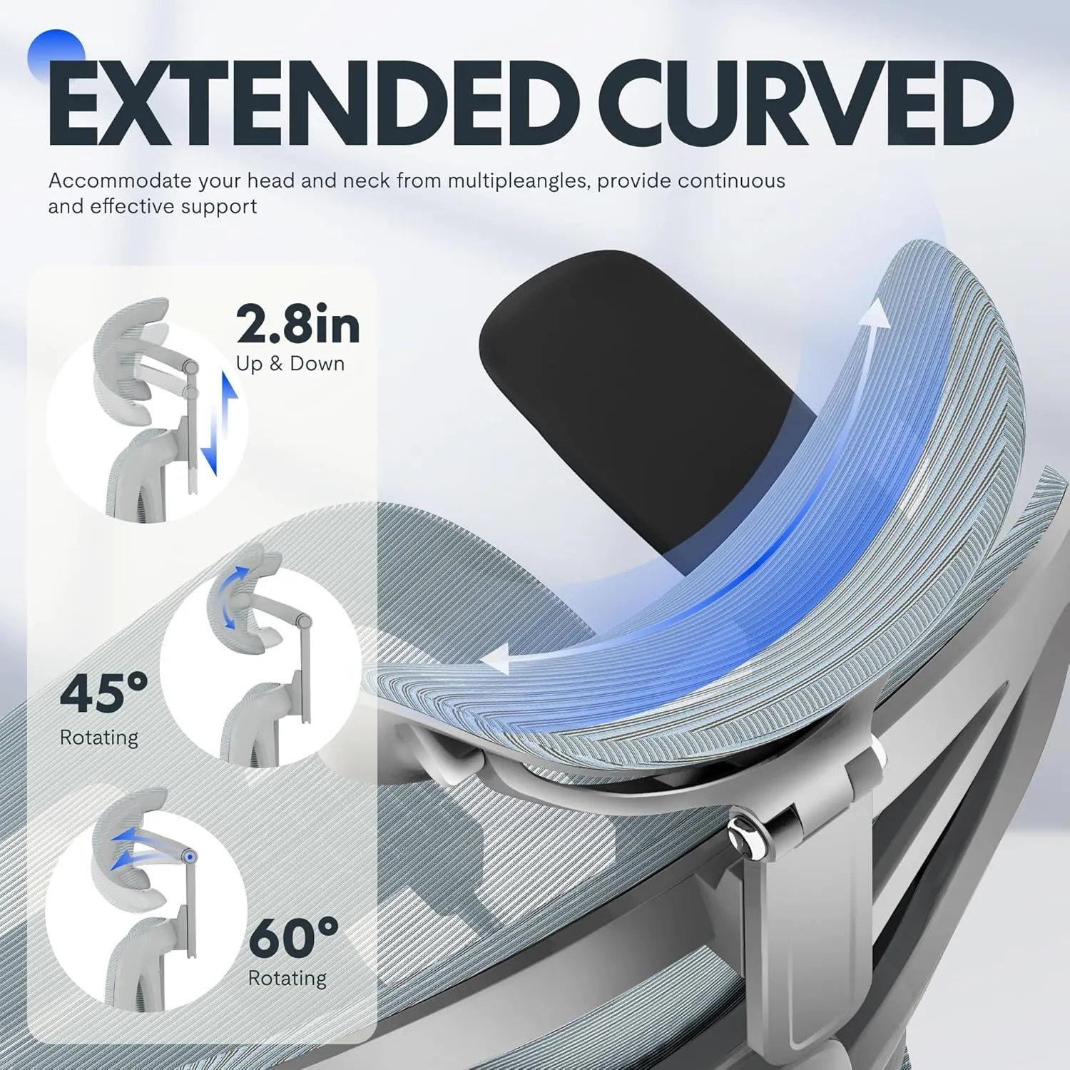 FLEXISPOT Premium Ergonomic Office Chair with Footrest- Adjustable 3D Armrests, Dynamic Lumbar Support, Recline & Tilt Function, Mesh Seat, for Home & Office Use, OC4-SD Blue