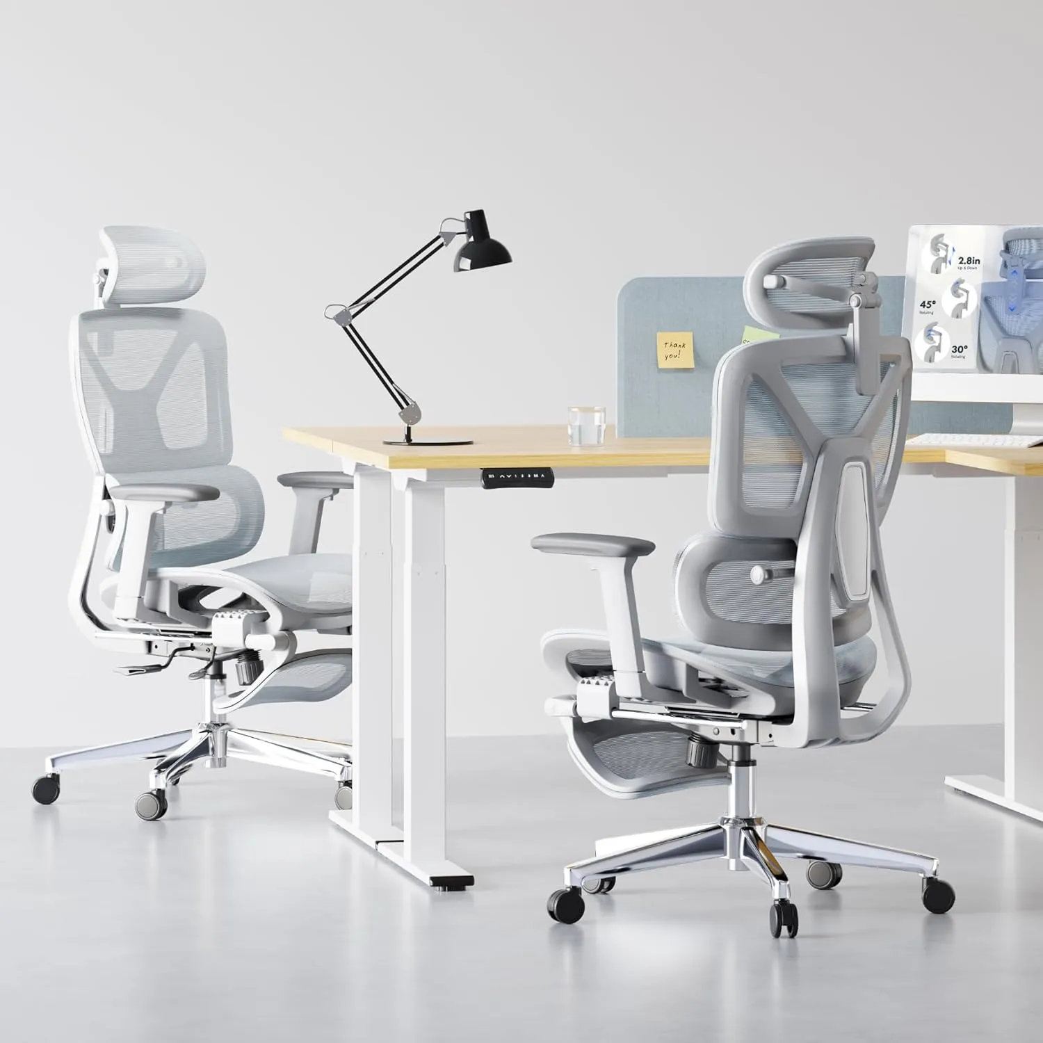 FLEXISPOT Premium Ergonomic Office Chair with Footrest- Adjustable 3D Armrests, Dynamic Lumbar Support, Recline & Tilt Function, Mesh Seat, for Home & Office Use, OC4-SD Blue