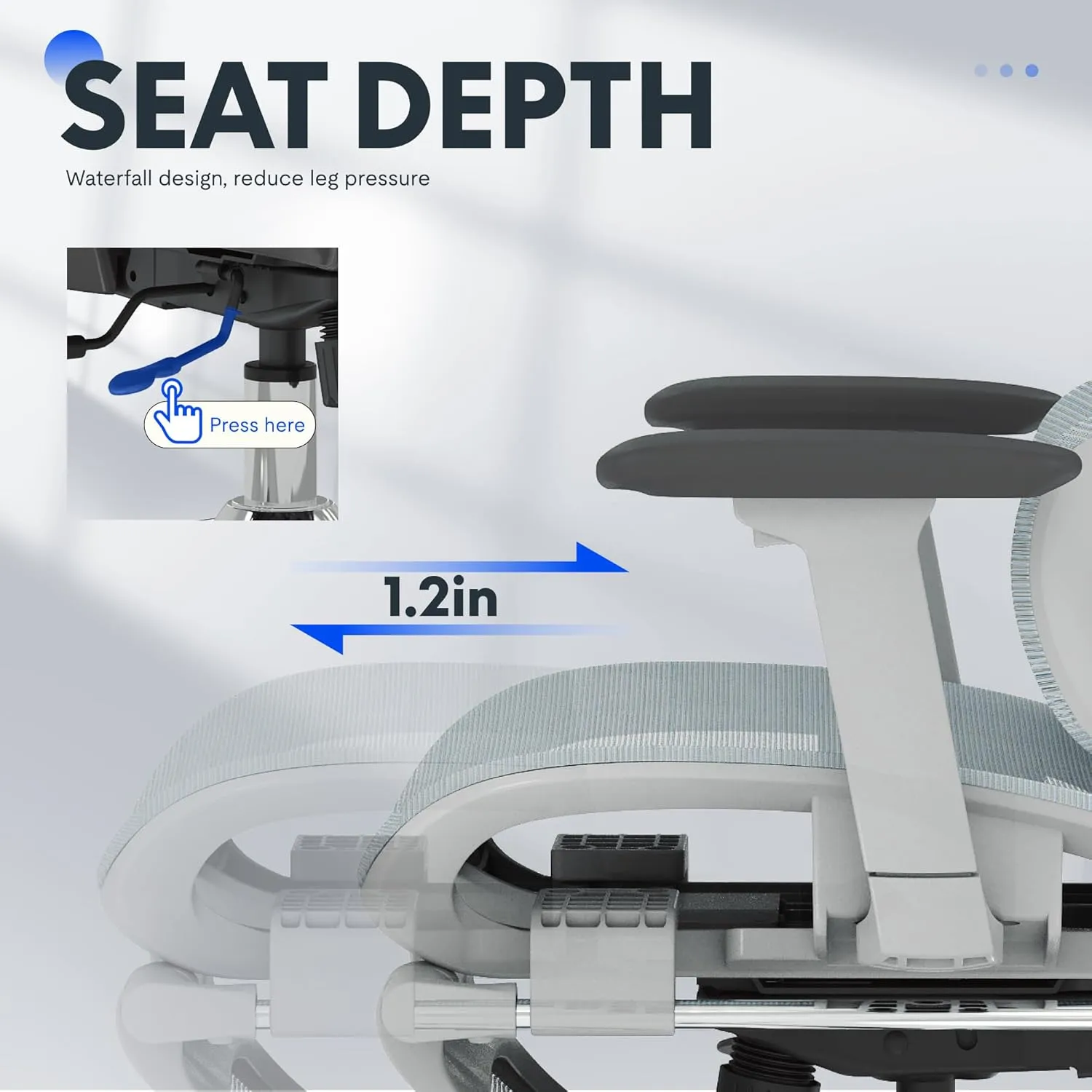FLEXISPOT Premium Ergonomic Office Chair with Footrest- Adjustable 3D Armrests, Dynamic Lumbar Support, Recline & Tilt Function, Mesh Seat, for Home & Office Use, OC4-SD Blue