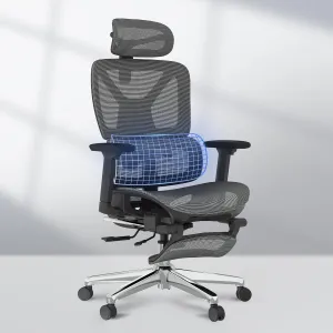 FLEXISPOT Premium Ergonomic Office Chair with Footrest- Adjustable 3D Armrests, Dynamic Lumbar Support, Recline & Tilt Function, Mesh Seat, for Home & Office Use, OC4-SD Dark Grey
