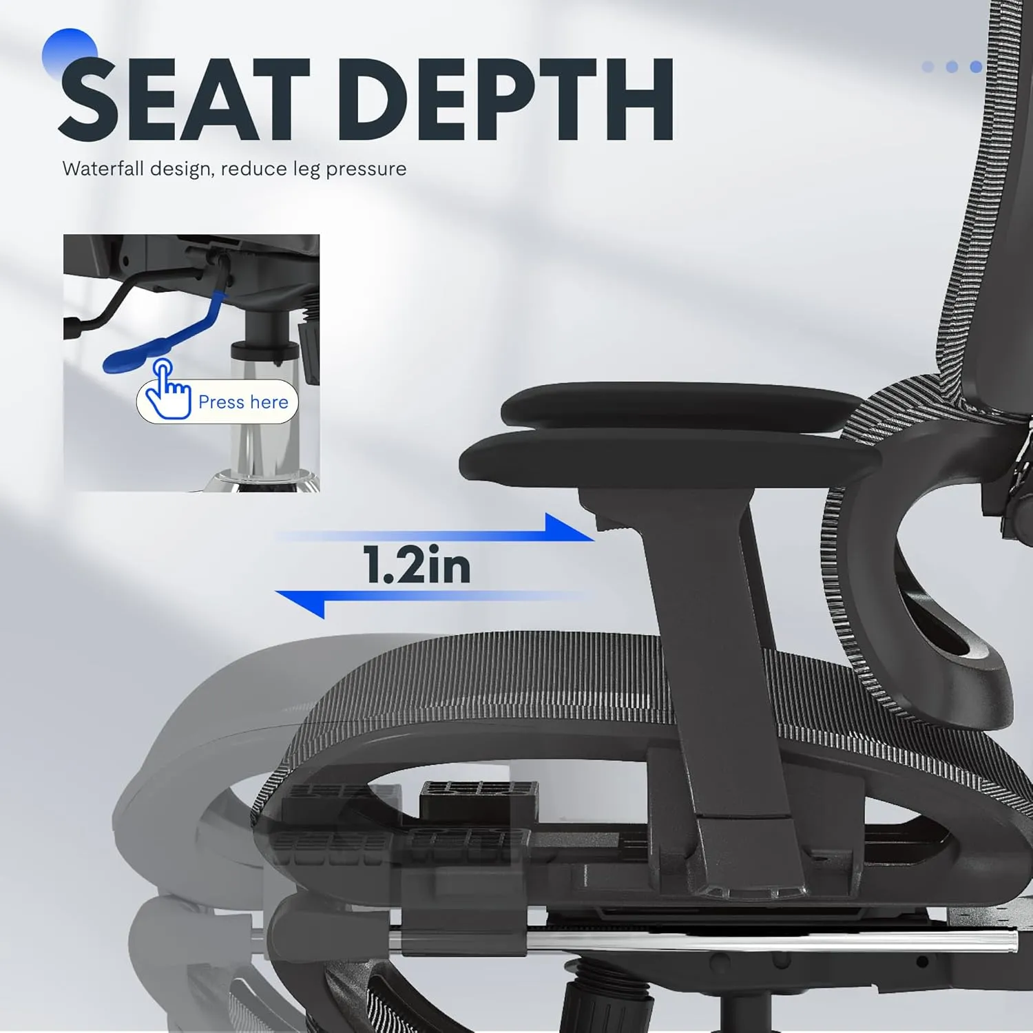 FLEXISPOT Premium Ergonomic Office Chair with Footrest- Adjustable 3D Armrests, Dynamic Lumbar Support, Recline & Tilt Function, Mesh Seat, for Home & Office Use, OC4-SD Dark Grey