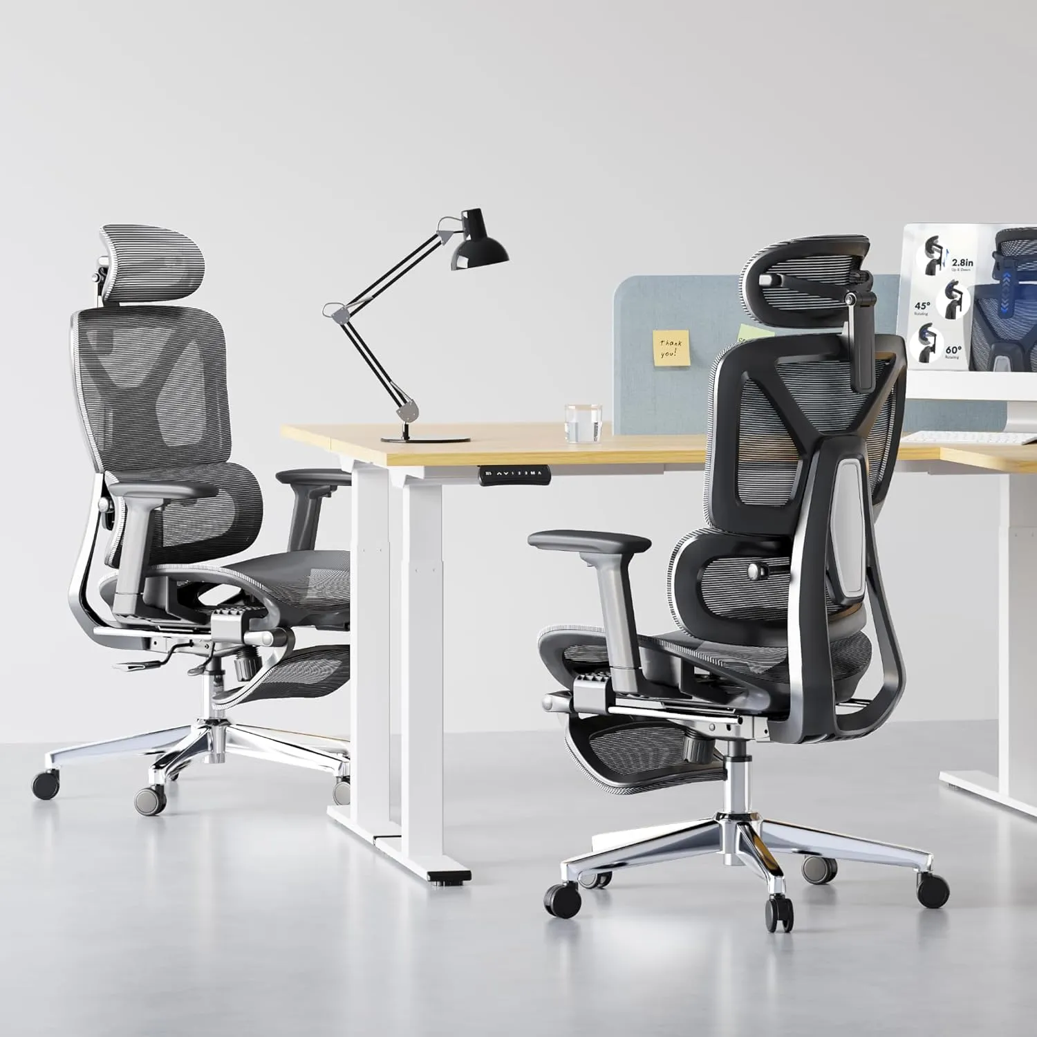 FLEXISPOT Premium Ergonomic Office Chair with Footrest- Adjustable 3D Armrests, Dynamic Lumbar Support, Recline & Tilt Function, Mesh Seat, for Home & Office Use, OC4-SD Dark Grey