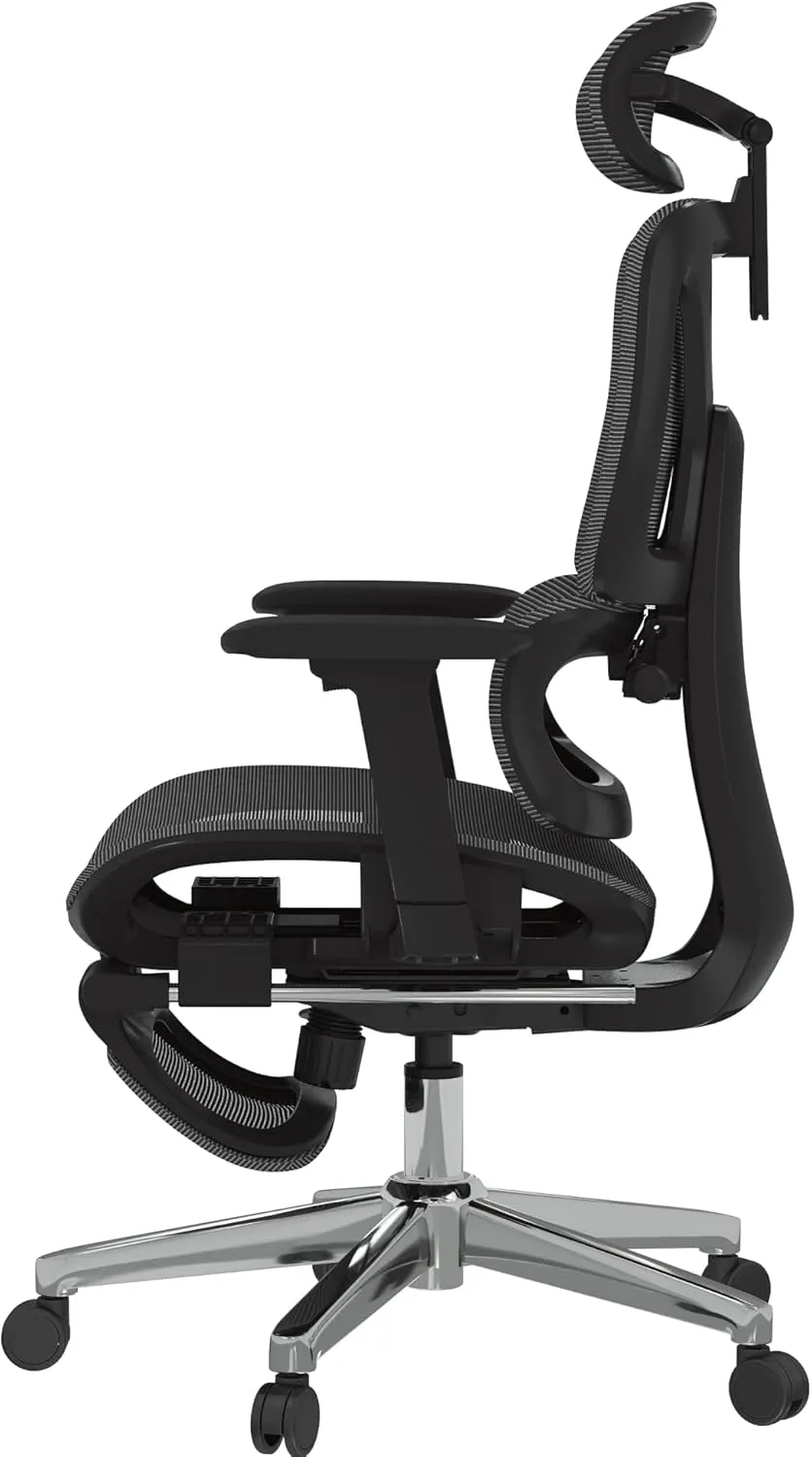 FLEXISPOT Premium Ergonomic Office Chair with Footrest- Adjustable 3D Armrests, Dynamic Lumbar Support, Recline & Tilt Function, Mesh Seat, for Home & Office Use, OC4-SD Dark Grey