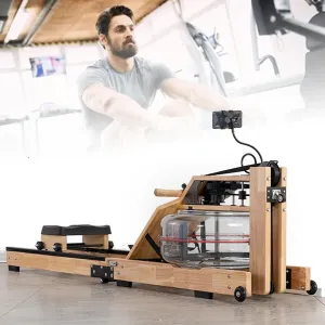 Foldable Wooden Rower, Water Rowing Machine with Adjustable Resistance Knob Load Bearing 150kg/331lbs 6ft*1.3ft*1.6ft, Fitness Exercise Training Sports Equipment for Indoor Outdoor