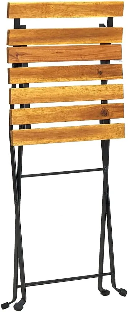 Folding Patio Chairs 2 Pcs Solid Acacia Wood Outdoor Chairs with Steel Frame Brown 15.7" x 18.1" x 33.5" Foldable Dining Chairs for Patio, Garden, Lawn, and Deck