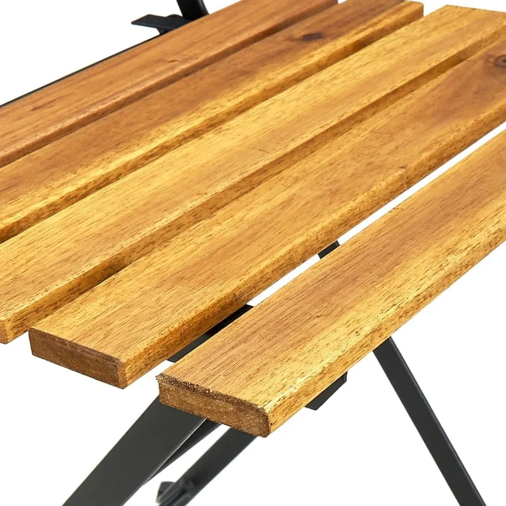 Folding Patio Chairs 2 Pcs Solid Acacia Wood Outdoor Chairs with Steel Frame Brown 15.7" x 18.1" x 33.5" Foldable Dining Chairs for Patio, Garden, Lawn, and Deck