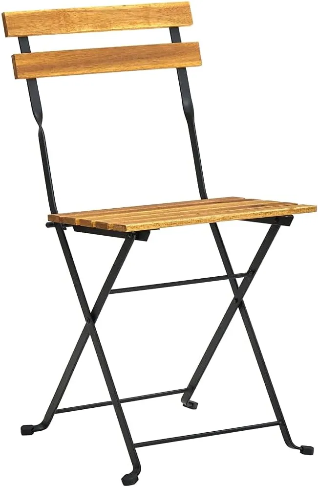 Folding Patio Chairs 2 Pcs Solid Acacia Wood Outdoor Chairs with Steel Frame Brown 15.7" x 18.1" x 33.5" Foldable Dining Chairs for Patio, Garden, Lawn, and Deck