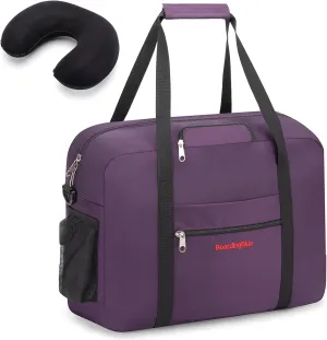 For Spirit, American Airline, Frontier 18X14X8 Inches Personal Item Under Seat Duffel Bag With Air Pillow And USB Port (Purple)