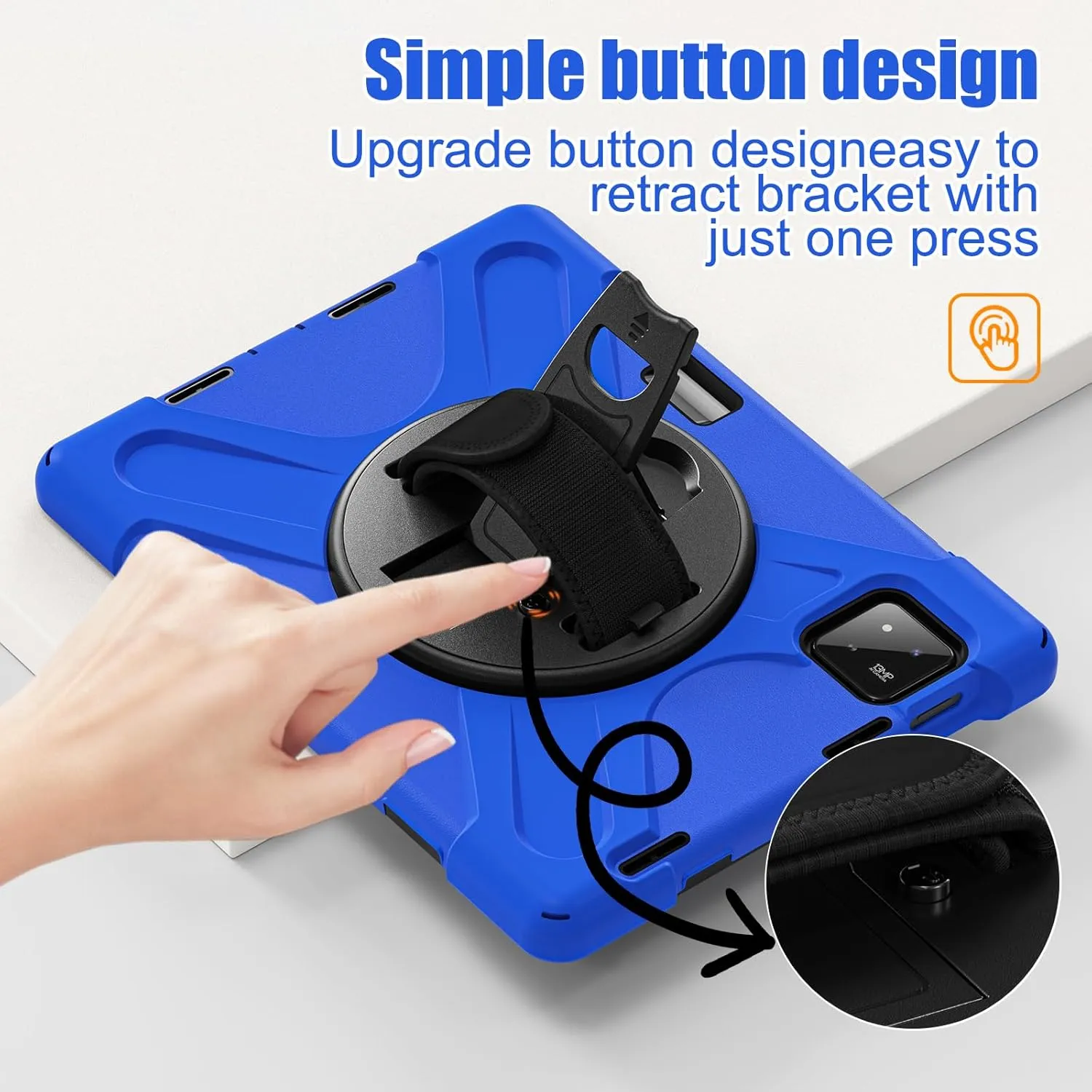 for Xiaomi Mi Pad 7/ Mi Pad 7 Pro Case, MiPad 7/ Pad 7 Pro Shockproof Case 11.2", 360 Rotate Stand Hand Strap Shoulder Strap Pencil Holder Protective Cover, Tablet for Men Women Kids, Blue