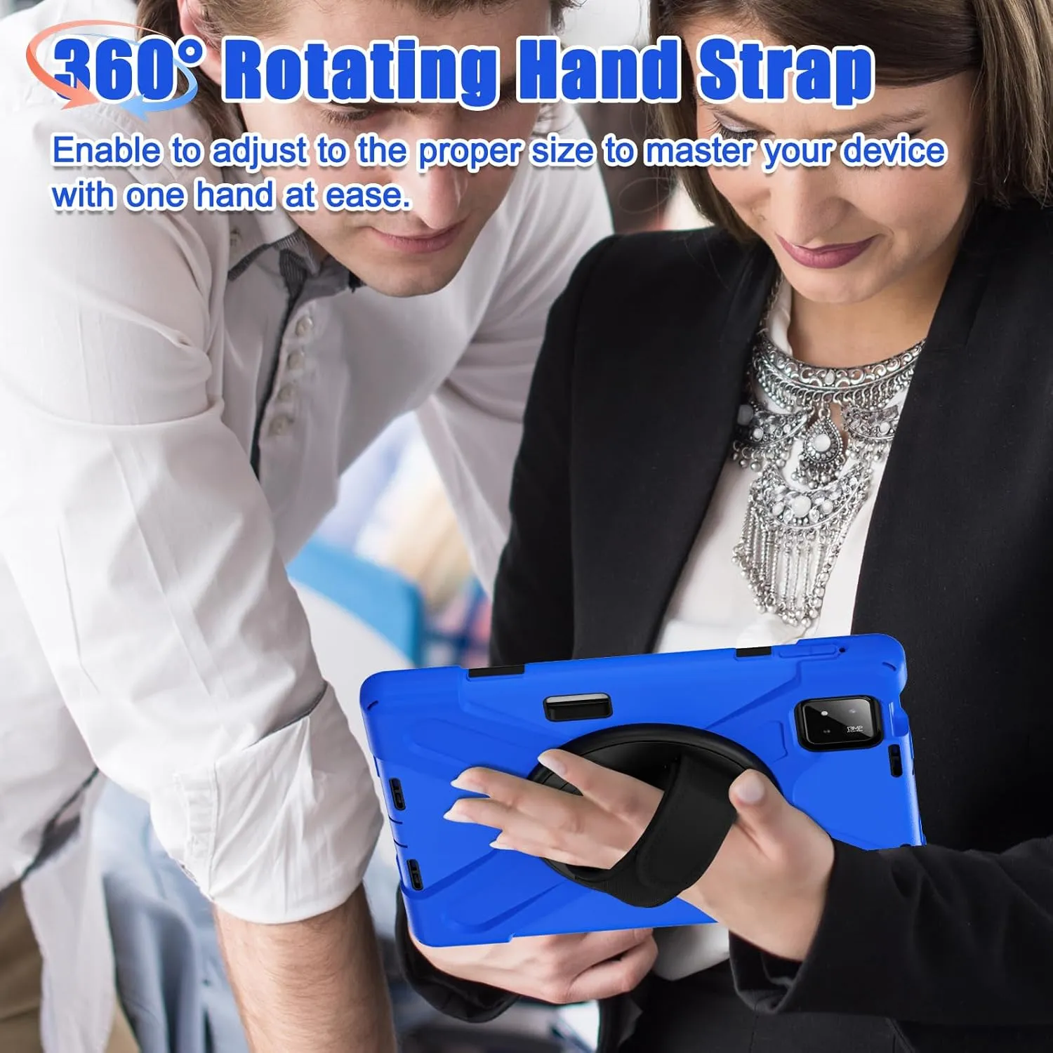 for Xiaomi Mi Pad 7/ Mi Pad 7 Pro Case, MiPad 7/ Pad 7 Pro Shockproof Case 11.2", 360 Rotate Stand Hand Strap Shoulder Strap Pencil Holder Protective Cover, Tablet for Men Women Kids, Blue