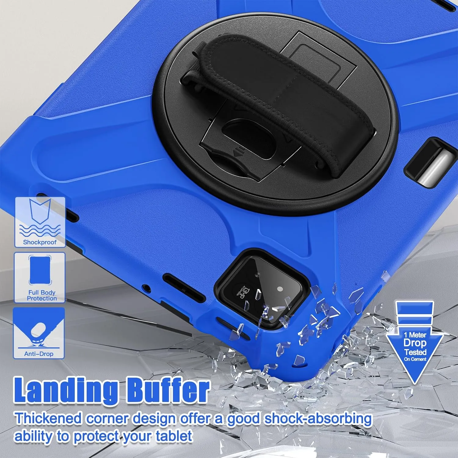 for Xiaomi Mi Pad 7/ Mi Pad 7 Pro Case, MiPad 7/ Pad 7 Pro Shockproof Case 11.2", 360 Rotate Stand Hand Strap Shoulder Strap Pencil Holder Protective Cover, Tablet for Men Women Kids, Blue