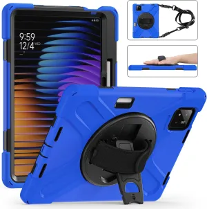 for Xiaomi Mi Pad 7/ Mi Pad 7 Pro Case, MiPad 7/ Pad 7 Pro Shockproof Case 11.2", 360 Rotate Stand Hand Strap Shoulder Strap Pencil Holder Protective Cover, Tablet for Men Women Kids, Blue