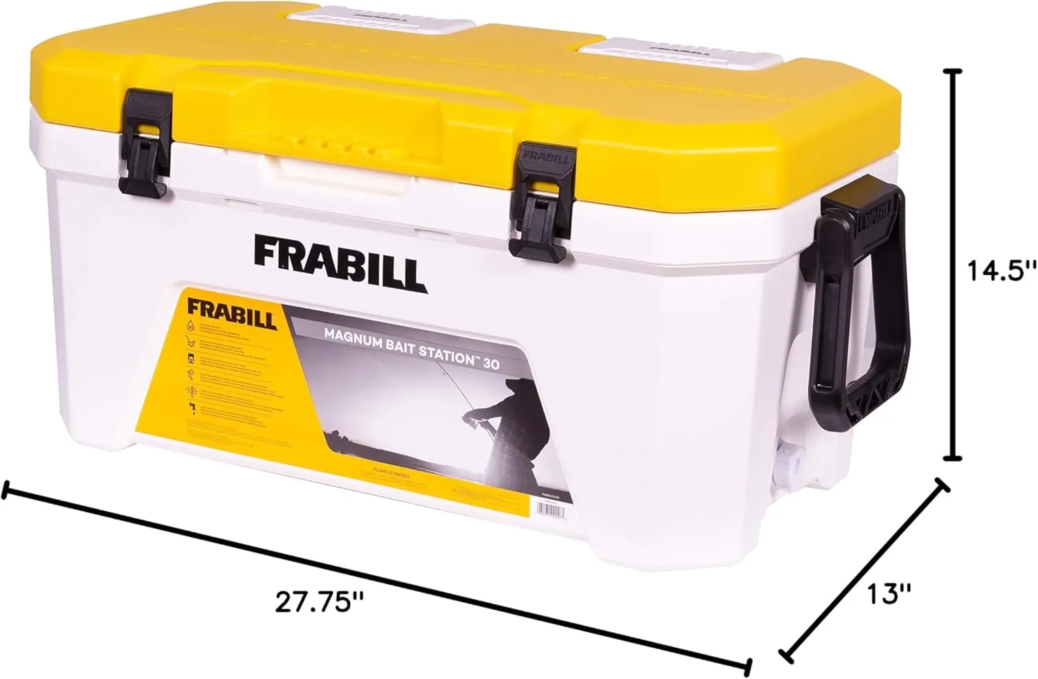 Frabill Magnum Bait Station 30 | 30 Quart Bait Cooler with Dual Aeration, White and Yellow