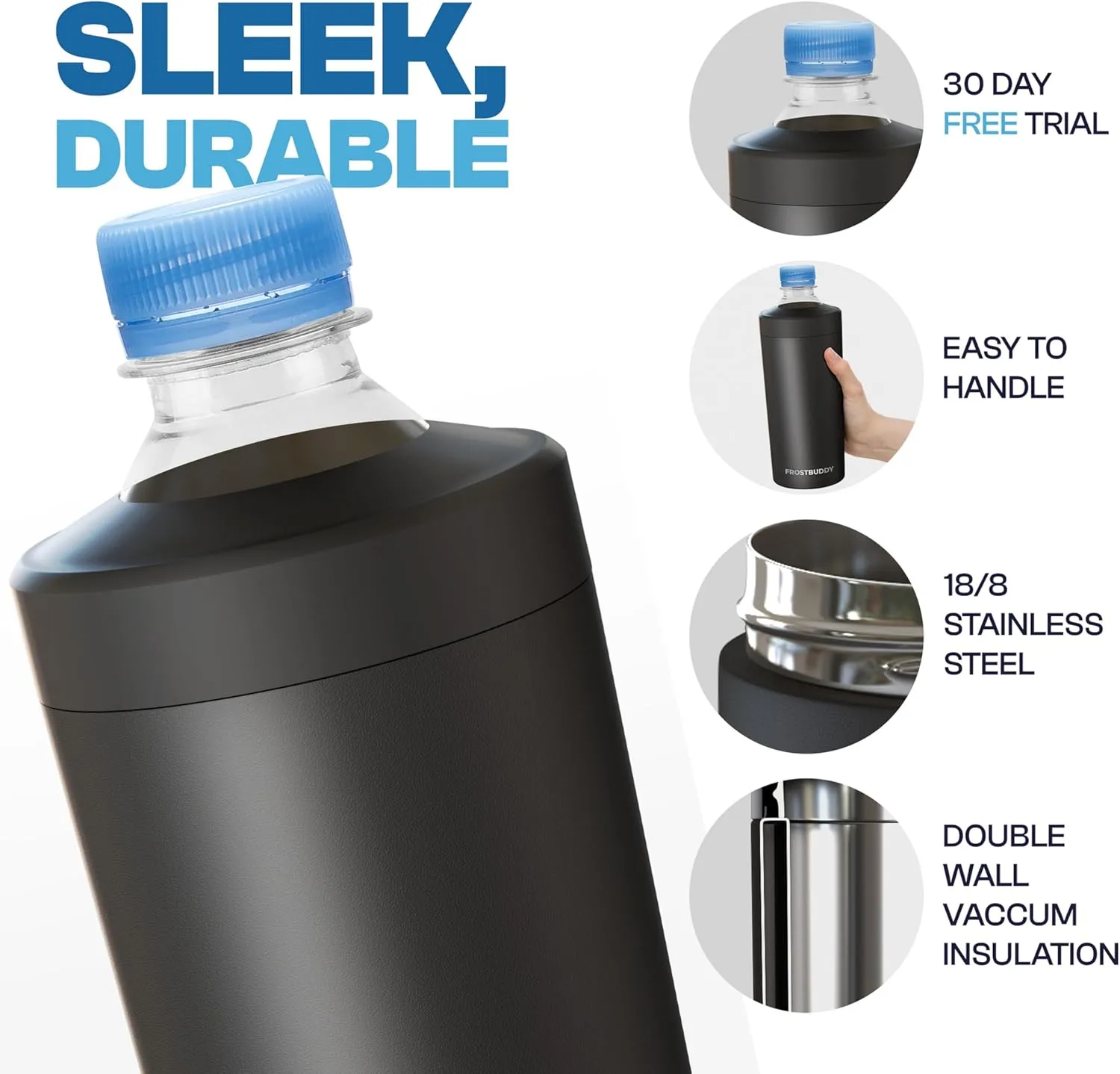 Frost Buddy Universal XL Can Cooler - Fits All - For 12, 16, 20, and 24 ounce Bottles - Insulated Double-Walled Stainless Steel (Copper Kiss)
