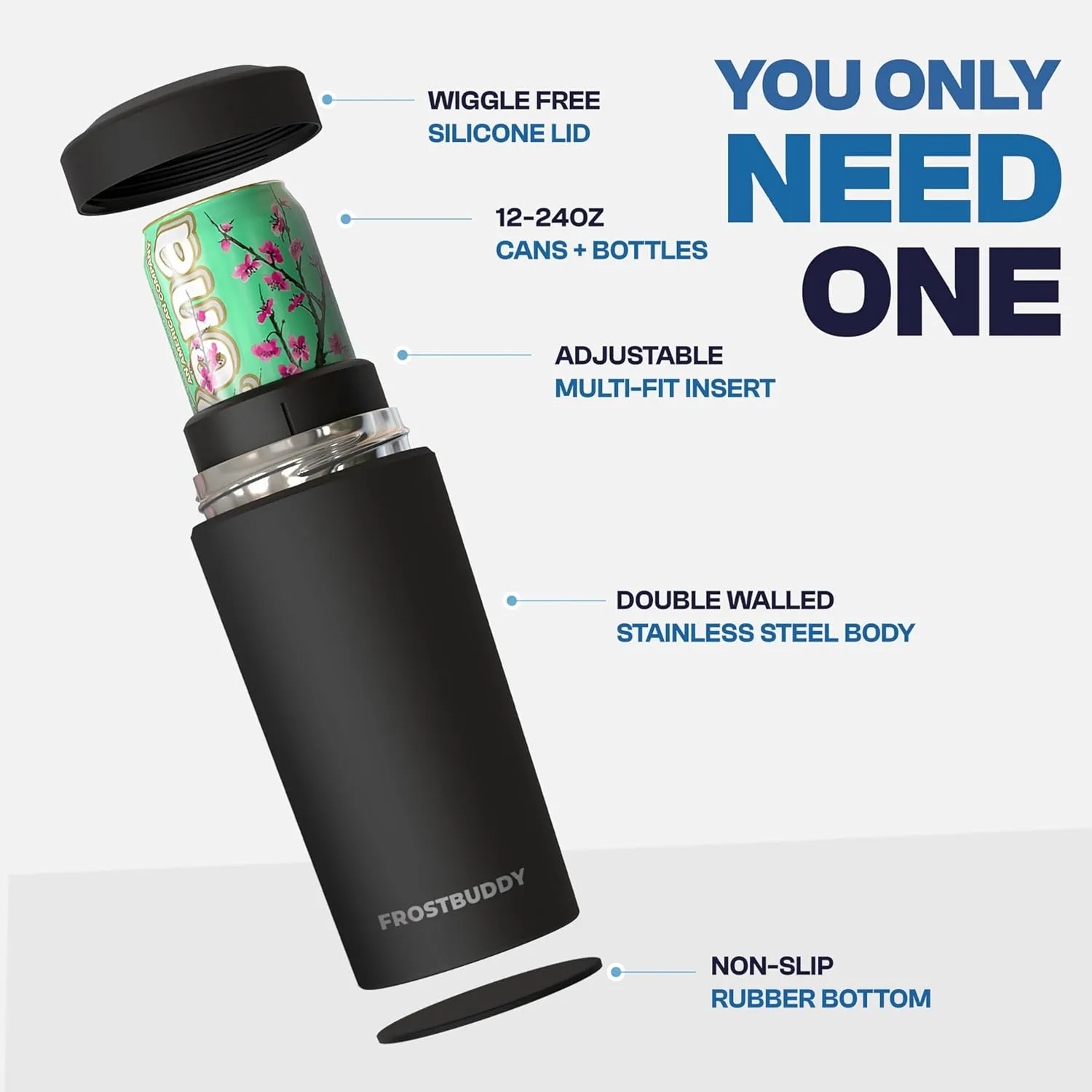 Frost Buddy Universal XL Can Cooler - Fits All - For 12, 16, 20, and 24 ounce Bottles - Insulated Double-Walled Stainless Steel (Copper Kiss)
