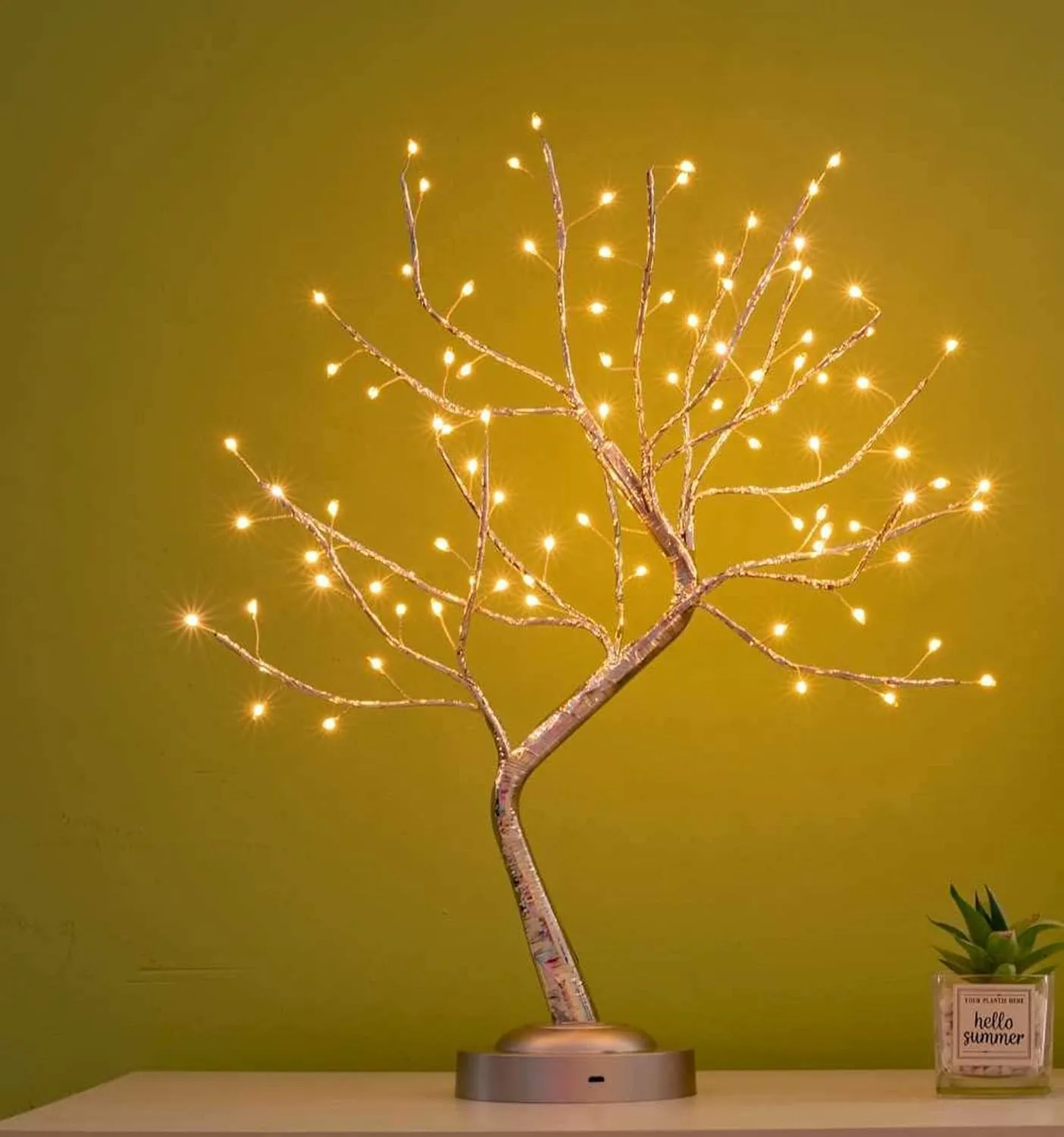 FUCHSUN 90 LED Bonsai Tree Light, Tabletop Artificial Tree Lamp for Bedroom Living Room Christmas Home Decor, Battery/USB Operated (Warm White Glow)