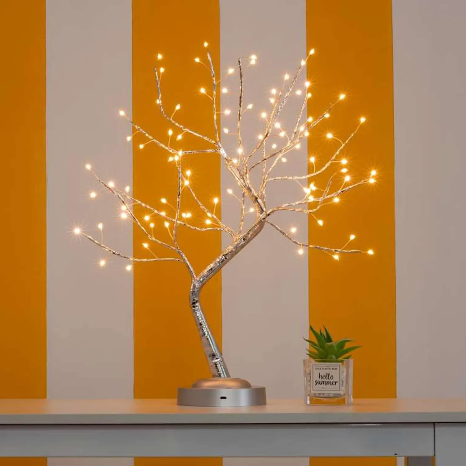 FUCHSUN 90 LED Bonsai Tree Light, Tabletop Artificial Tree Lamp for Bedroom Living Room Christmas Home Decor, Battery/USB Operated (Warm White Glow)