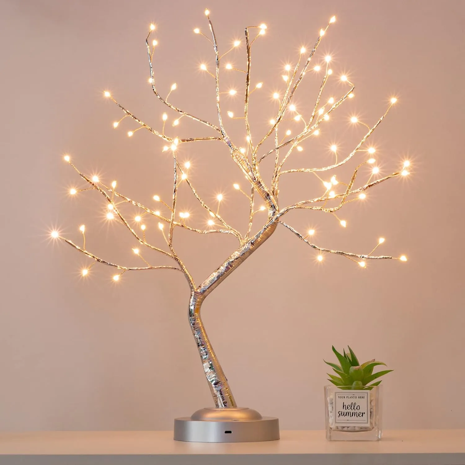 FUCHSUN 90 LED Bonsai Tree Light, Tabletop Artificial Tree Lamp for Bedroom Living Room Christmas Home Decor, Battery/USB Operated (Warm White Glow)