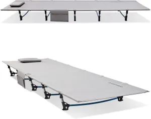 FUNDANGO Ultralight Folding Camping Cot, Extra Long Backpacking Camping Cots for Adults Protable Cot Bed for Hiking Travel Home Mountaineering, Grey