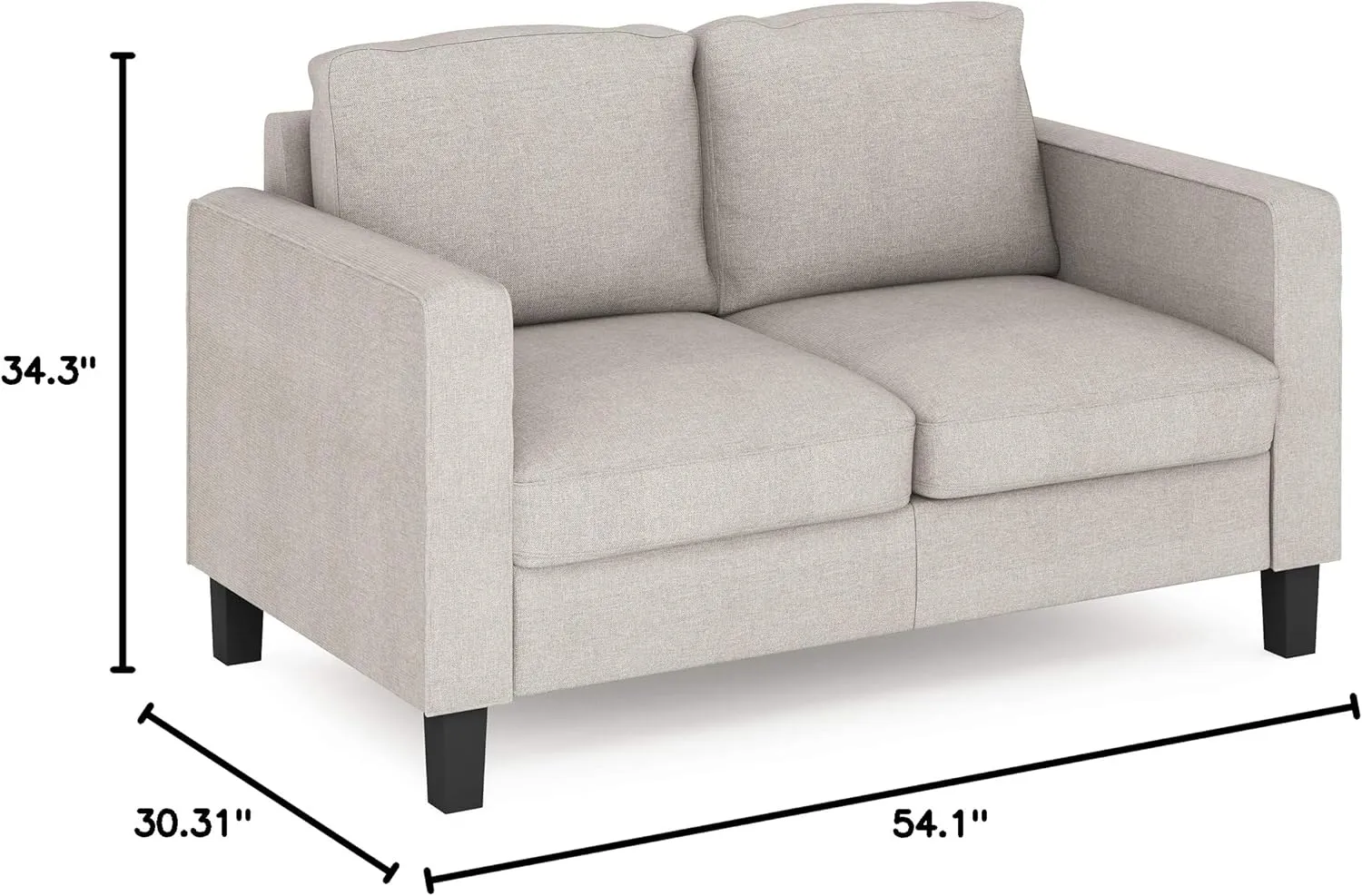 Furinno Bayonne Modern Upholstered Loveseat/Sofa Couch for Living Room, Fog