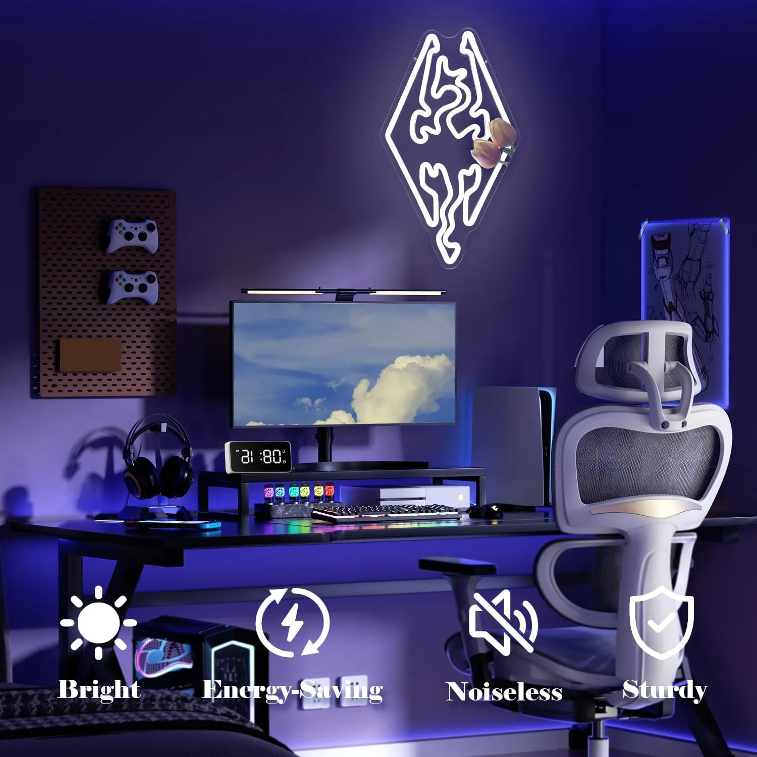 Game Neon Sign Dragon Led Sign Neon Lights Adjustable Gamer Neon Light Sign Gaming Room Light Up Signs for Wall Decor for Boy Man Gifts
