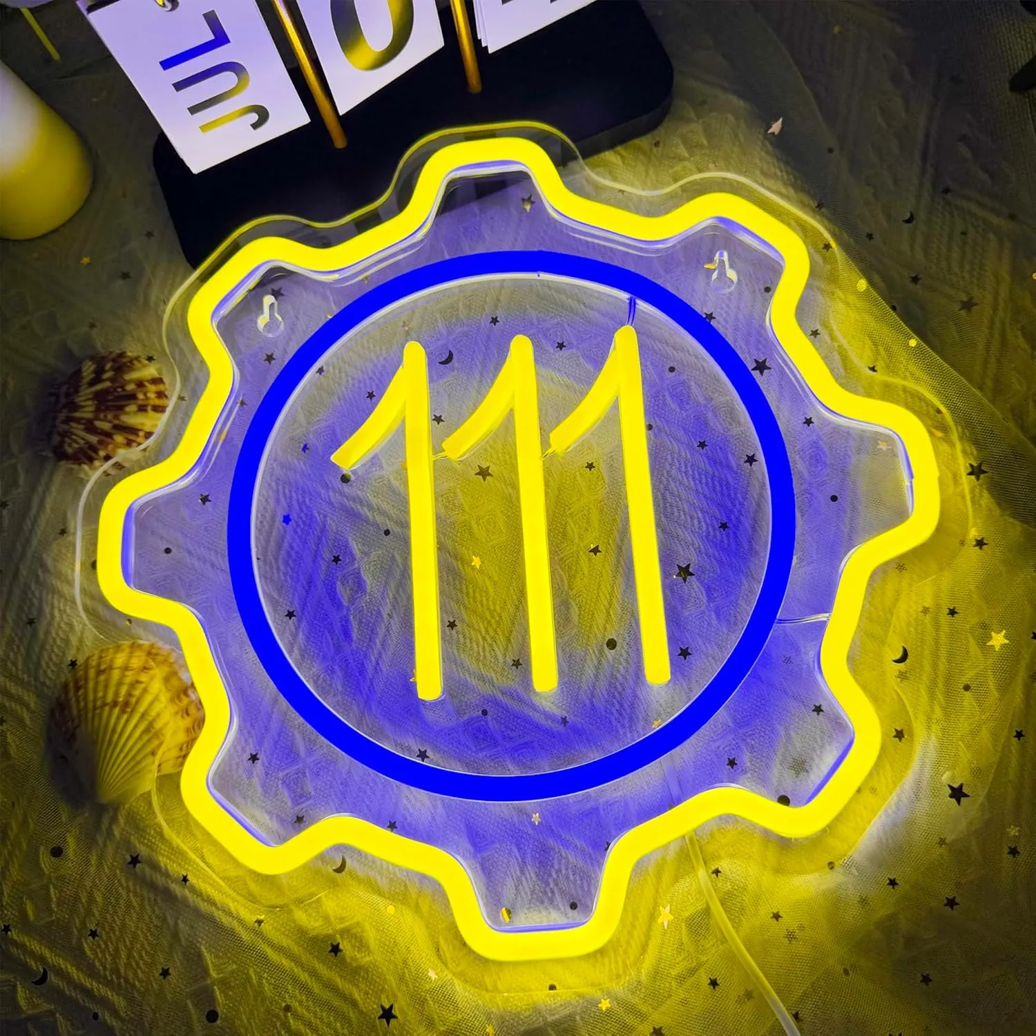 Gear 111 Neon Signs for Wall Decor, Shelter Game Merchandise,Usb Dimmable Gaming LED Neon Light for Gamer Room Bedroom Man Cave Birthday Gifts for Boys Kids(11.8 * 11.8in)