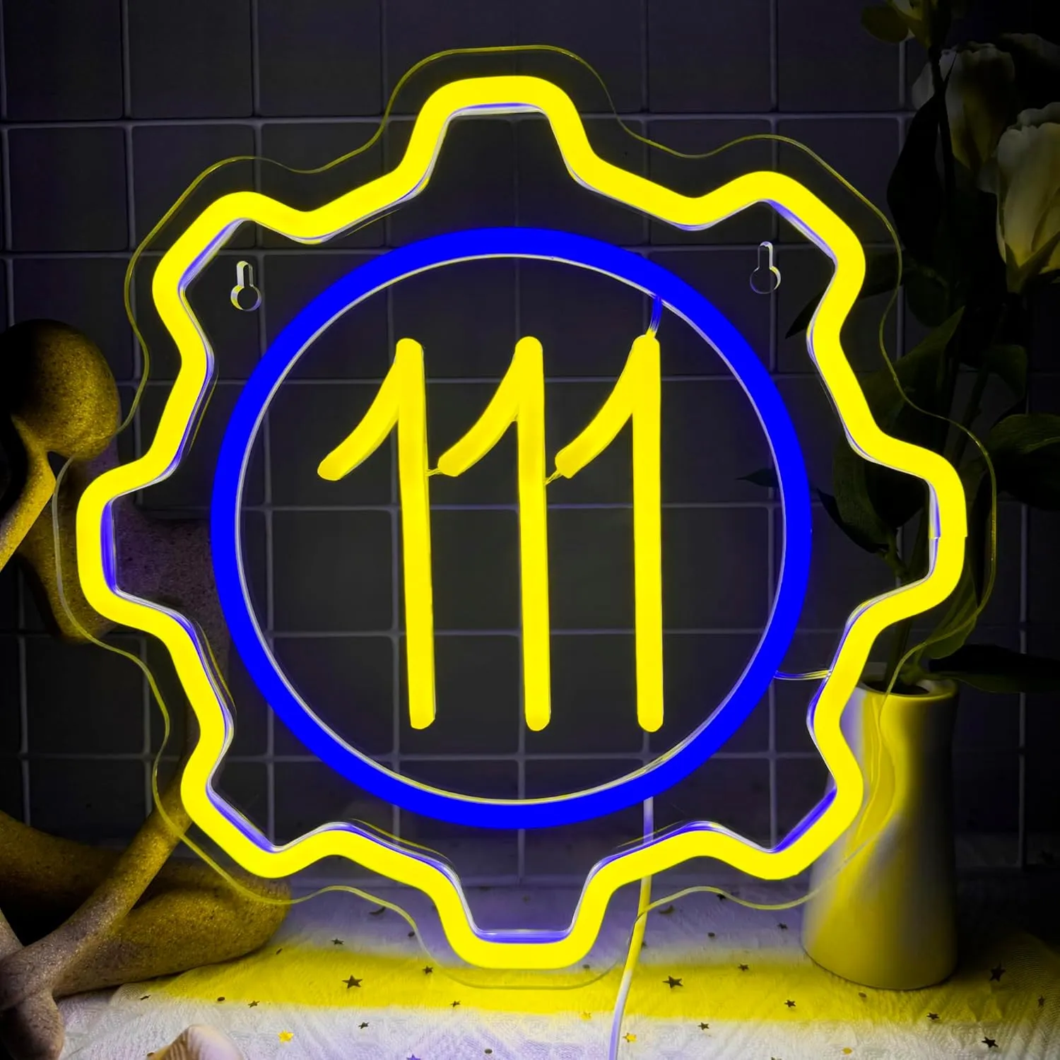 Gear 111 Neon Signs for Wall Decor, Shelter Game Merchandise,Usb Dimmable Gaming LED Neon Light for Gamer Room Bedroom Man Cave Birthday Gifts for Boys Kids(11.8 * 11.8in)