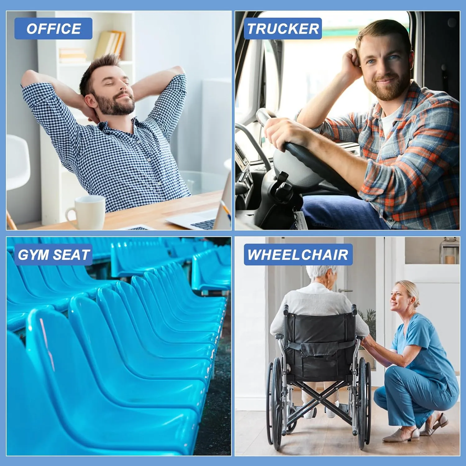 Gel Seat Cushion for Long Sitting, (18.5 Inch Extra Large Cushion) Soft＆Breathable Gel Cushions for Pressure Relief, Wheelchair Seat Cushions, Honeycomb Seat Cushions, Office Chair Cushions