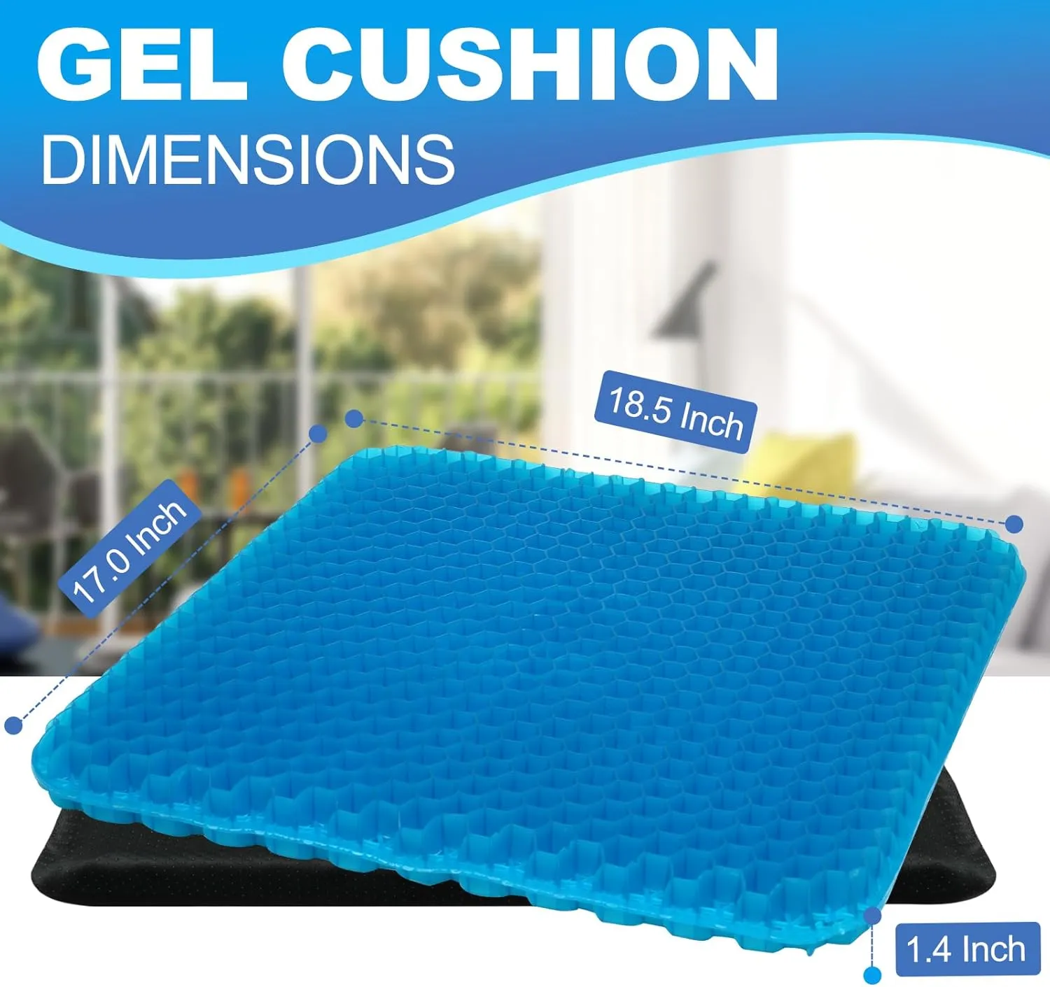 Gel Seat Cushion for Long Sitting, (18.5 Inch Extra Large Cushion) Soft＆Breathable Gel Cushions for Pressure Relief, Wheelchair Seat Cushions, Honeycomb Seat Cushions, Office Chair Cushions