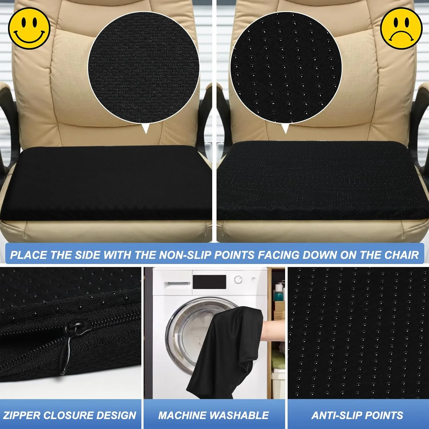 Gel Seat Cushion for Long Sitting, (18.5 Inch Extra Large Cushion) Soft＆Breathable Gel Cushions for Pressure Relief, Wheelchair Seat Cushions, Honeycomb Seat Cushions, Office Chair Cushions