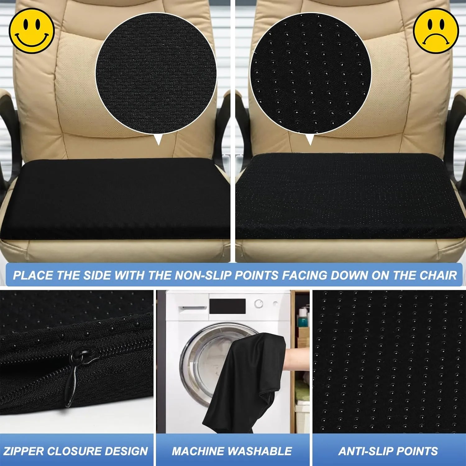 Gel Seat Cushion for Long Sitting, (20 Inch Extra Jumbo Cushion) Soft＆Breathable Gel Cushions for Pressure Relief, Wheelchair Seat Cushions, Gel Pad for Chair, Office Chair Cushion