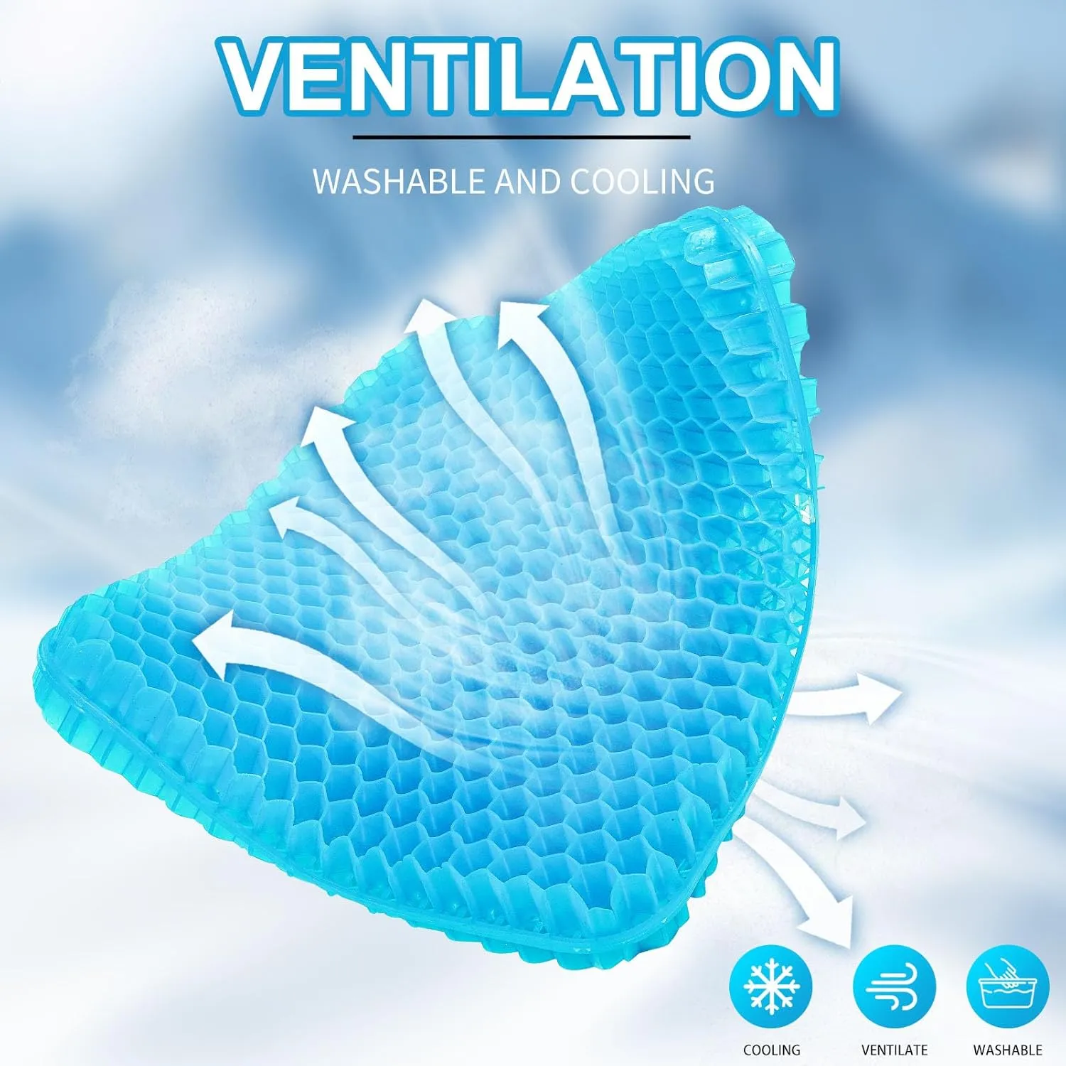 Gel Seat Cushion for Long Sitting, (2.4 Inch Extra Thick Cushion) Egg Sitter Gel Cushion, Soft＆Breathable Pressure Relief Seat Cushions, Gel Pad for Chair