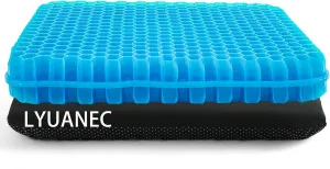 Gel Seat Cushion for Long Sitting, (2.4 Inch Extra Thick Cushion) Soft＆Breathable Gel Cushions for Pressure Relief, Wheelchair Seat Cushions, Gel Pad for Chair, Office Chair Cushion