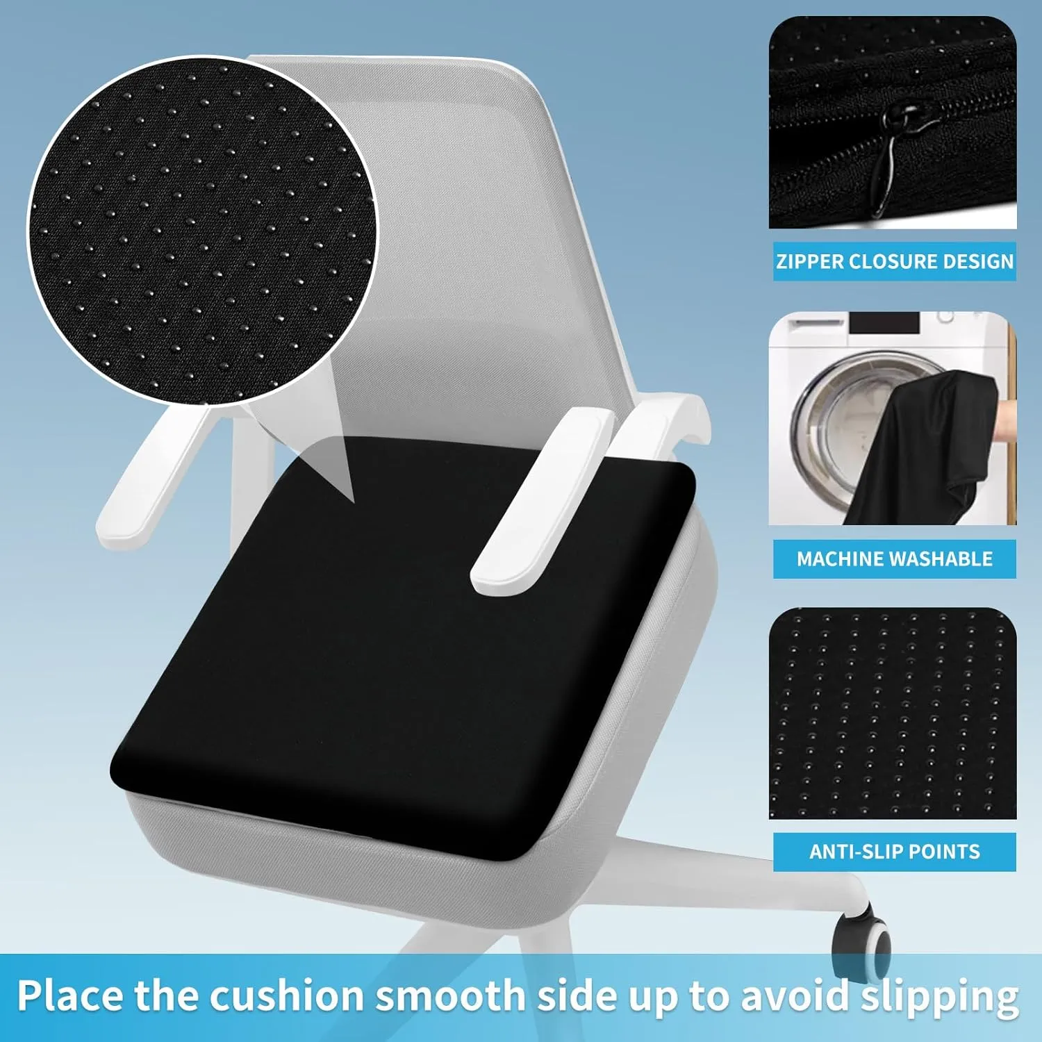 Gel Seat Cushion for Long Sitting, (2.4 Inch Extra Thick Cushion) Soft＆Breathable Gel Cushions for Pressure Relief, Wheelchair Seat Cushions, Gel Pad for Chair, Office Chair Cushion