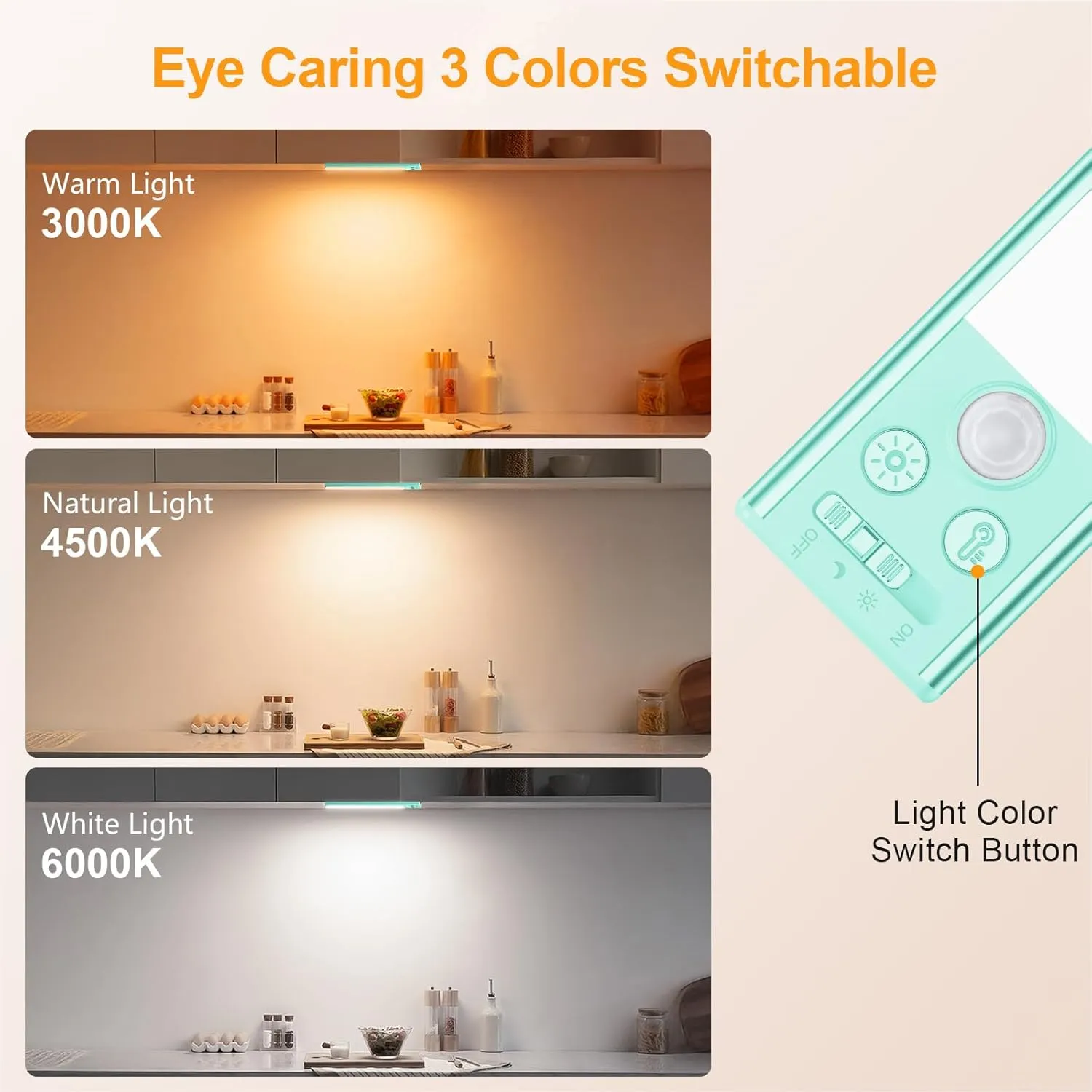 Gritin Under Cabinet Lighting- 84 LED Super Bright,3-Color & 5-Brightness,4 Modes,Motion Sensor, Rechargeable 1800mAh Long Lasting-Easy Installation Magnetic Under Cabinet Closet Lights -2 Pack-Blue