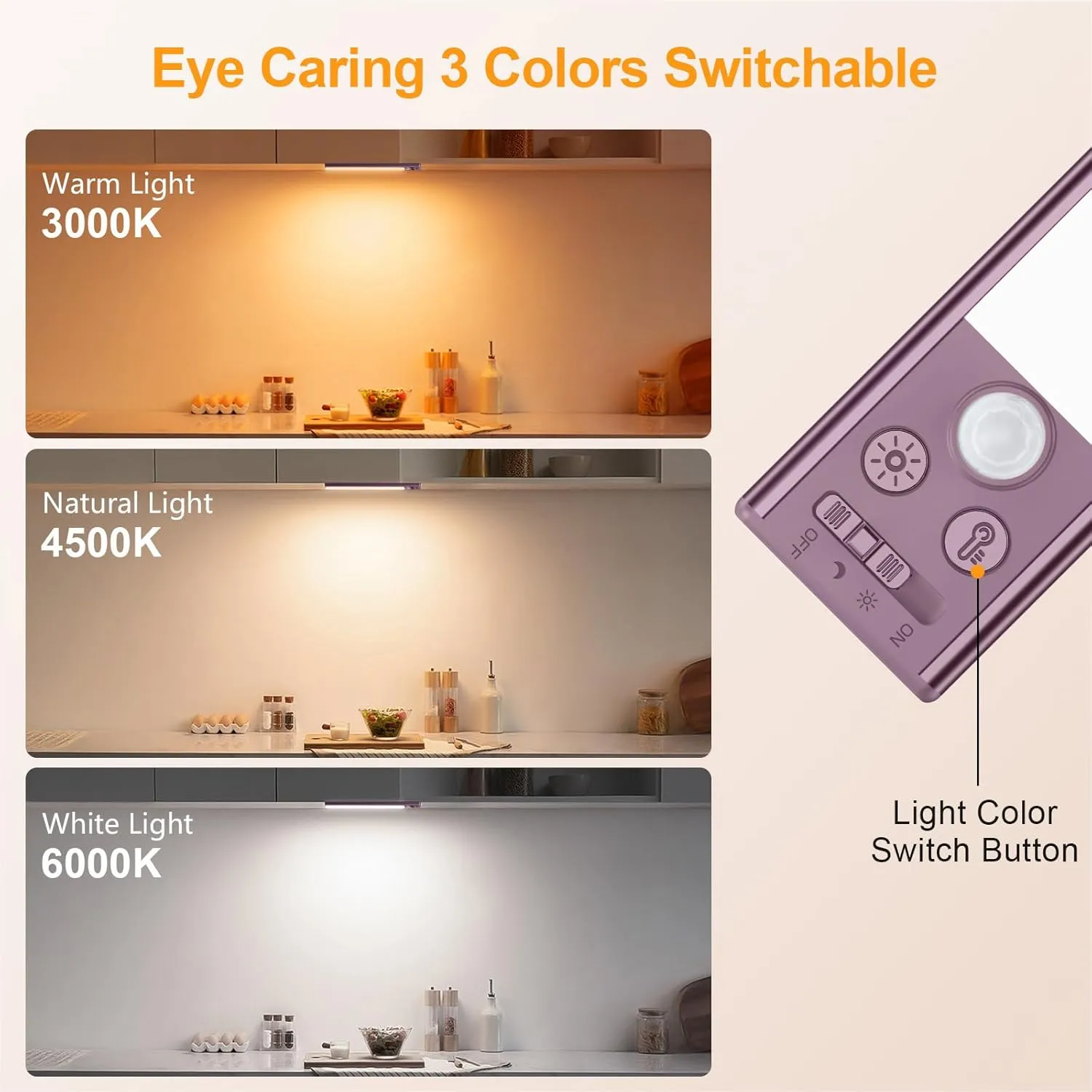 Gritin Under Cabinet Lighting- 84 LED Super Bright,3-Color & 5-Brightness,4 Modes,Motion Sensor, Rechargeable 1800mAh Long Lasting-Easy Installation Magnetic Under Cabinet Closet Lights -2 Pack-Mauve