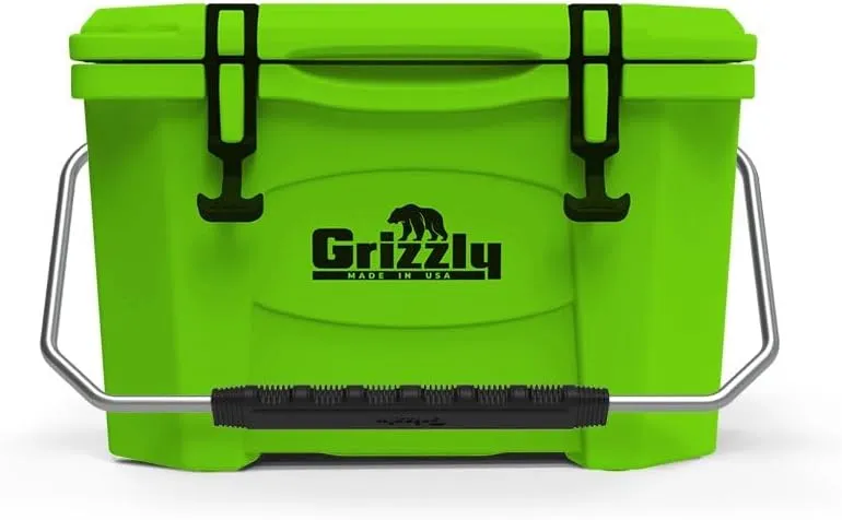 Grizzly 20 Cooler | 20 qt Ice Chest Durable Rotomolded Insulated | Made in USA | Warranty for Life | For Beach Boat Camping Fishing Hunting | G20