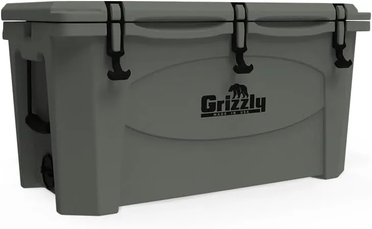 Grizzly 75 Cooler | 75 qt Ice Chest Durable Rotomolded Insulated | Made in USA | Warranty for Life | for Beach Boat Camping Fishing Hunting | G75