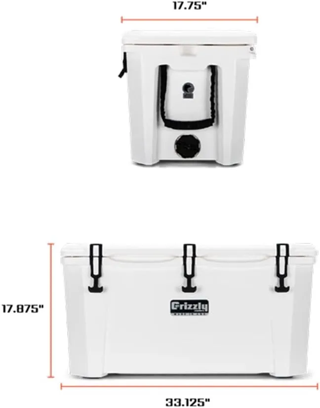 Grizzly 75 Cooler | 75 qt Ice Chest Durable Rotomolded Insulated | Made in USA | Warranty for Life | for Beach Boat Camping Fishing Hunting | G75