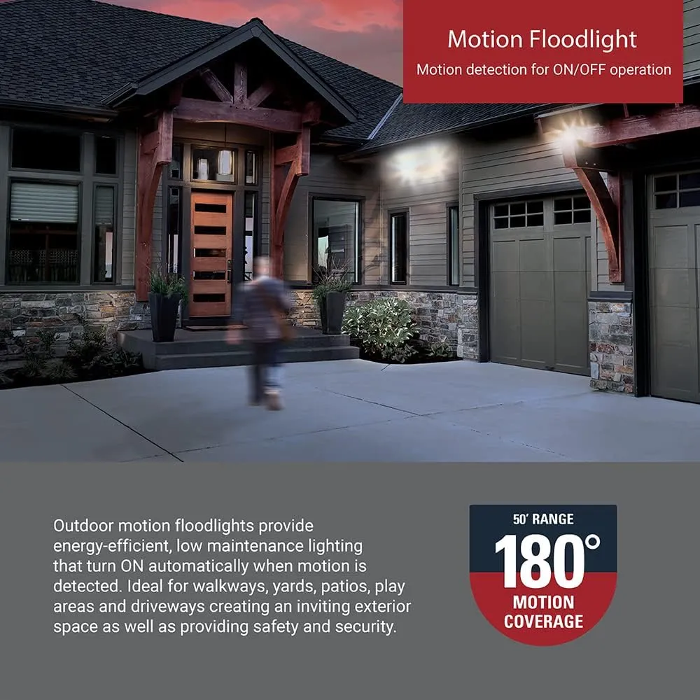 HALO Outdoor LED Flood & Security Light - Motion Activated Dusk to Dawn 2372 Lumens White (ESF2A4MW)