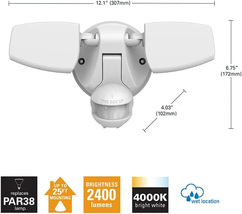 HALO Outdoor LED Flood & Security Light - Motion Activated Dusk to Dawn 2372 Lumens White (ESF2A4MW)