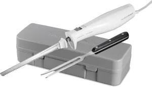 Hamilton Beach Electric Knife Set for Carving Meats, Poultry, Bread, Crafting Foam & More, Reciprocating Serrated Stainless Steel Blades, Ergonomic Design Storage Case   Fork Included, 5 Foot Cord