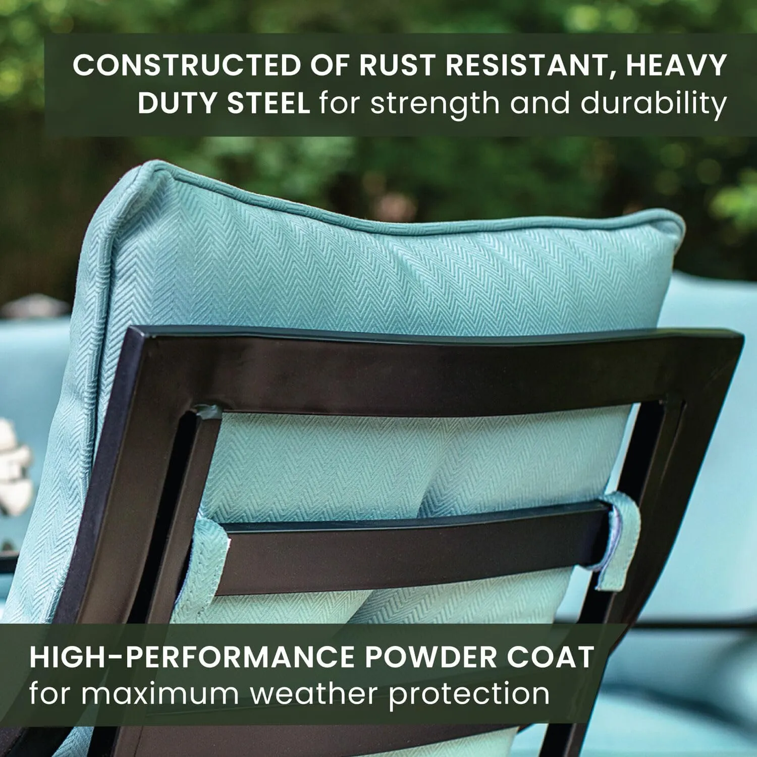 Hanover Lavallette 5-Piece Outdoor Dining Set for 4 with UV-Protected Cushioned Swivel Rocker Chairs and 42'' Round Glass-Top Table, Weather Resistant Modern Patio Dining Set