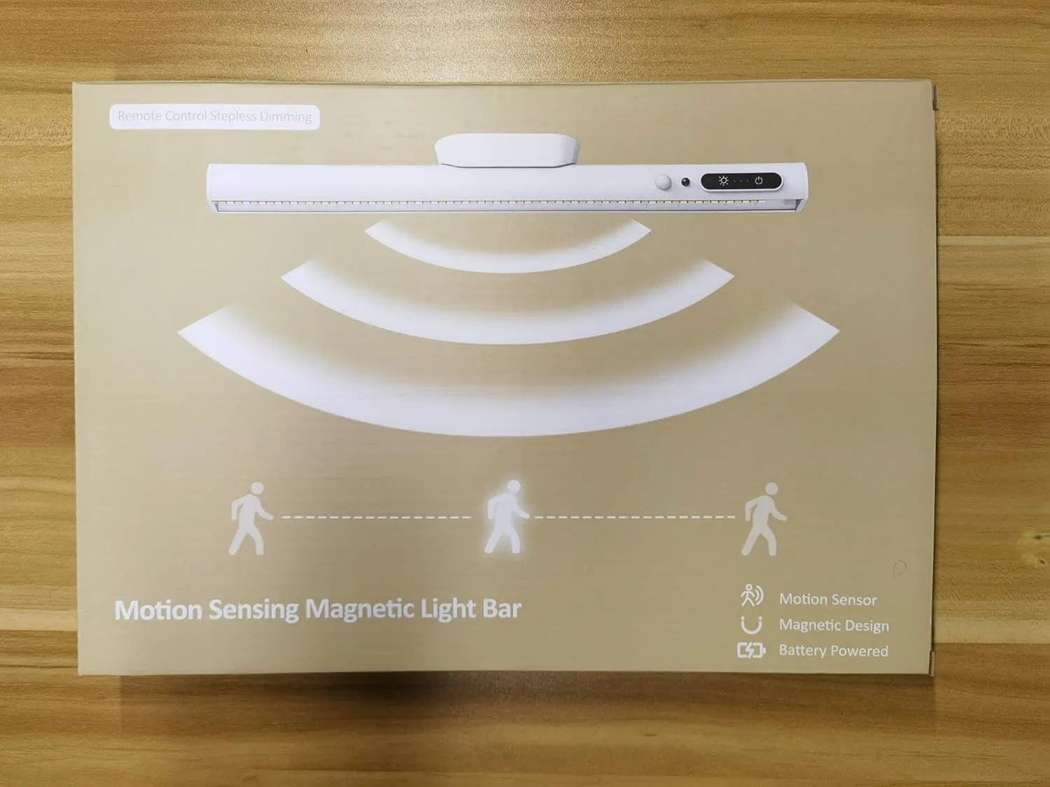 Hapfish Motion Sensor LED Light Bar Indoor, Rechargeable Under Cabinet Lighting Wireless, Magnetic Battery Powered Operated Wall Strip Lights with Remote Control for Desk Mirror Closet Kitchen -Black