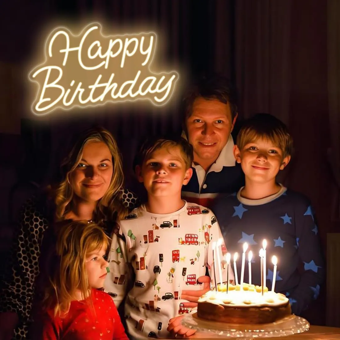 Happy Birthday Neon Sign for Wall Decor, Led Happy Birthday Light Up Sign for Backdrop Decoration, Warm White, 16.5x9.8 inch